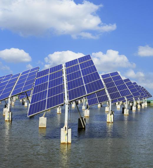 Solar panels convert sunlight into usable energy, which can be used to power lights.